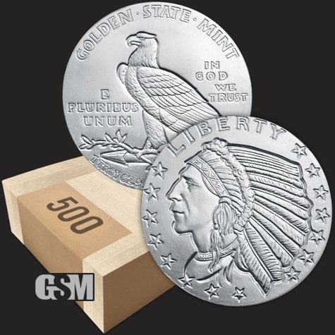 1 oz Silver Incuse Indian Front & Back 500x Monster Box